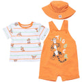 Disney Winnie the Pooh Tigger French Terry Short Overalls T-Shirt and Hat 3 Piece Outfit Set