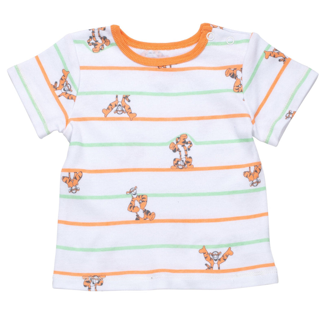 Disney Winnie the Pooh Tigger French Terry Short Overalls T-Shirt and Hat 3 Piece Outfit Set - imagikids