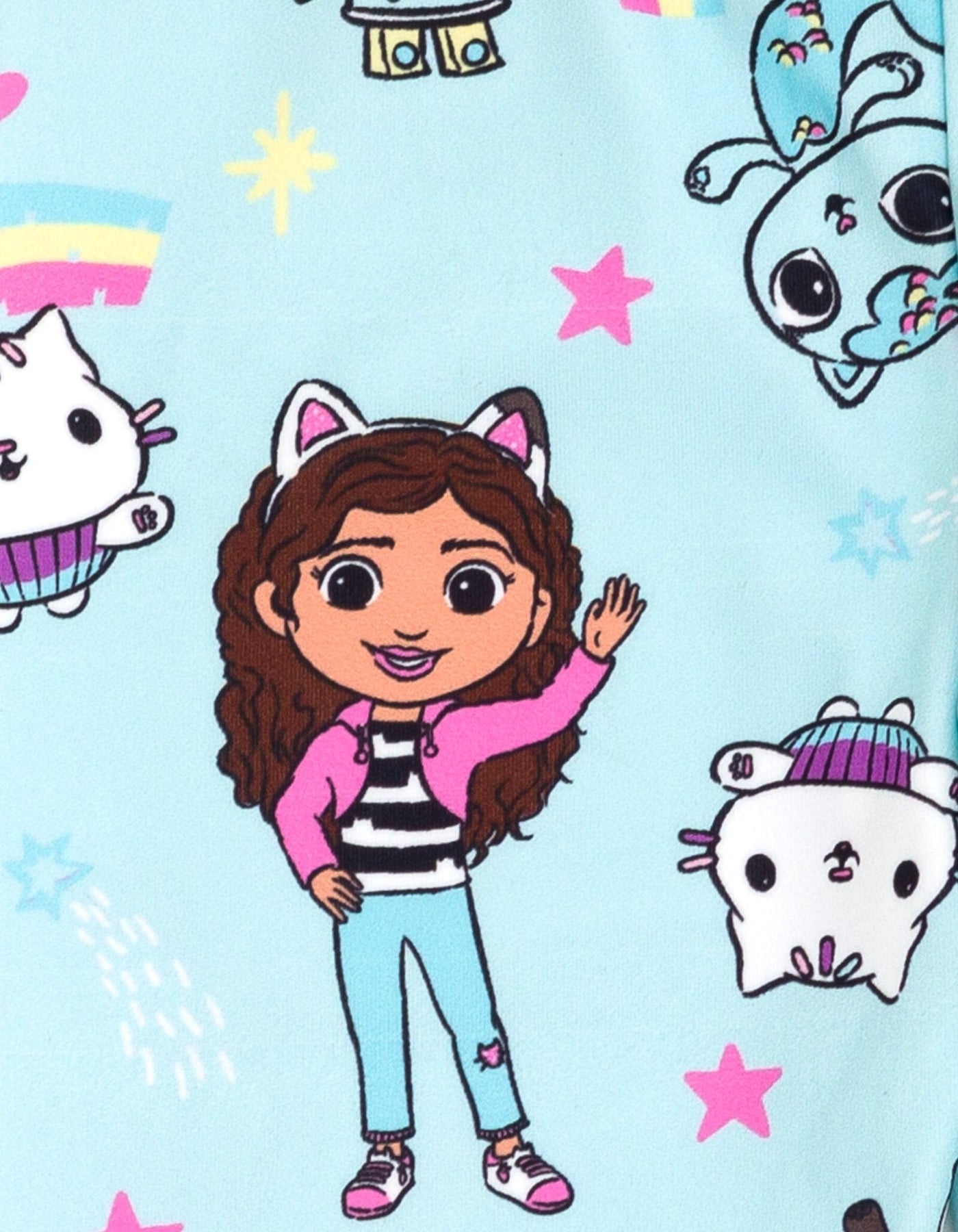 Dreamworks Gabby's Dollhouse Pandy Paws Baby Box Cakey Cat Girls Peplum T-Shirt and Leggings Outfit Set - imagikids