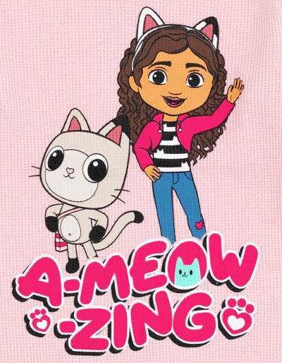 Dreamworks Gabby's Dollhouse Pandy Paws Cakey Cat MerCat Girls Thermal T-Shirt Pants - imagikids