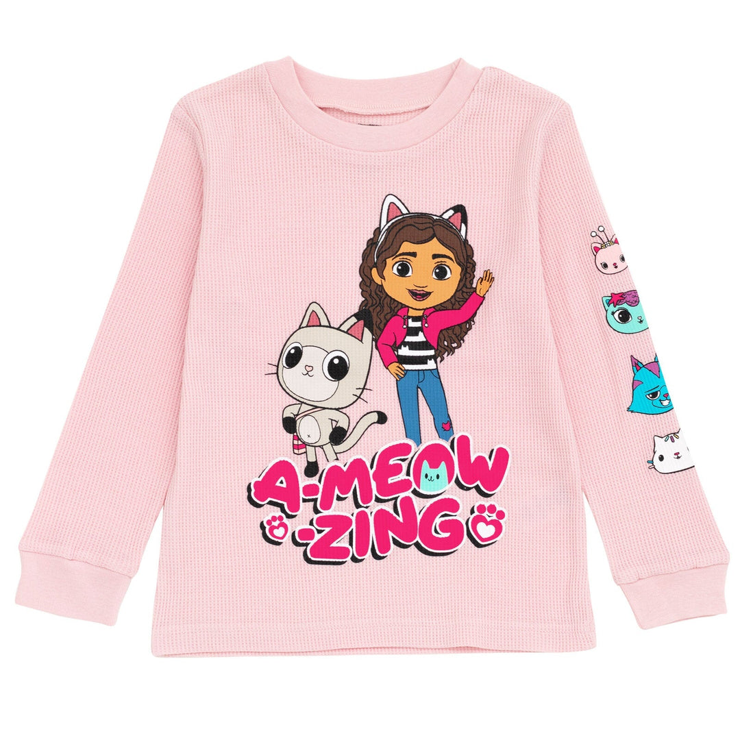 Dreamworks Gabby's Dollhouse Pandy Paws Cakey Cat MerCat Girls Thermal T-Shirt Pants - imagikids