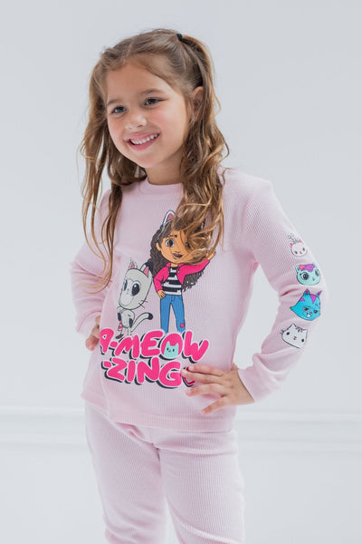 Dreamworks Gabby's Dollhouse Pandy Paws Cakey Cat MerCat Girls Thermal T-Shirt Pants - imagikids