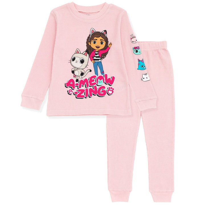 Dreamworks Gabby's Dollhouse Pandy Paws Cakey Cat MerCat Girls Thermal T-Shirt Pants - imagikids