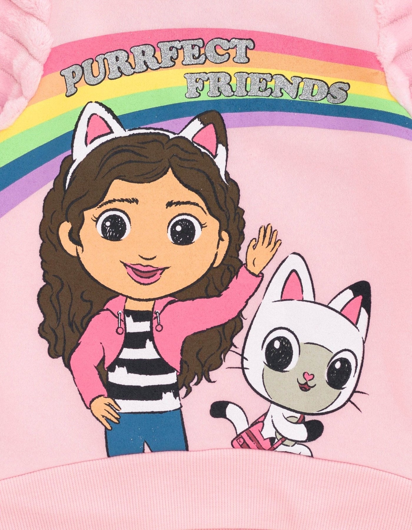 Dreamworks Gabby's Dollhouse Pandy Paws Girls Fleece Fur Sweatshirt - imagikids