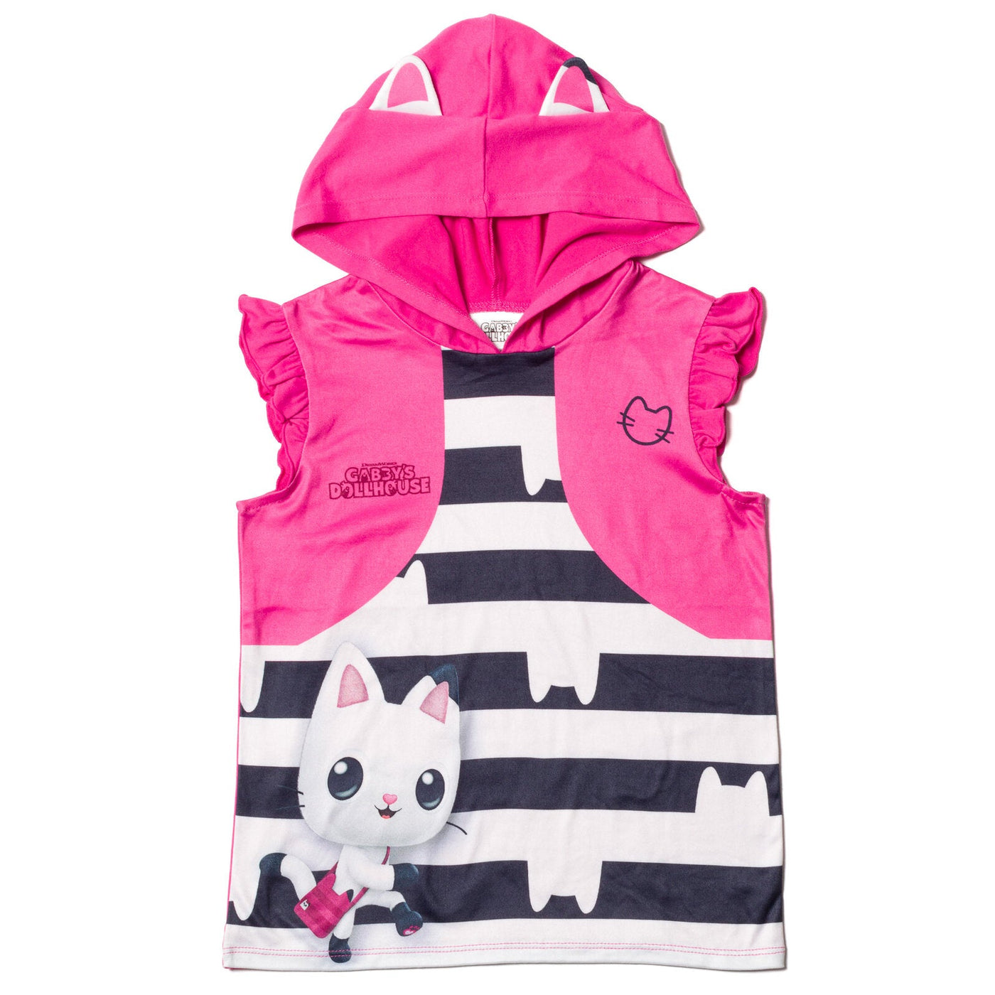 Dreamworks Gabby's Dollhouse Pandy Paws Hooded Tank Top and Dolphin Shorts Outfit Set - imagikids