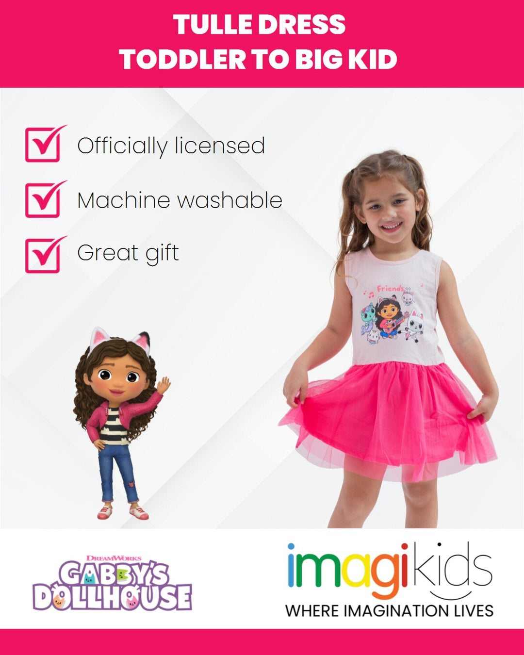 Dreamworks Gabby's Dollhouse Tulle Dress - imagikids