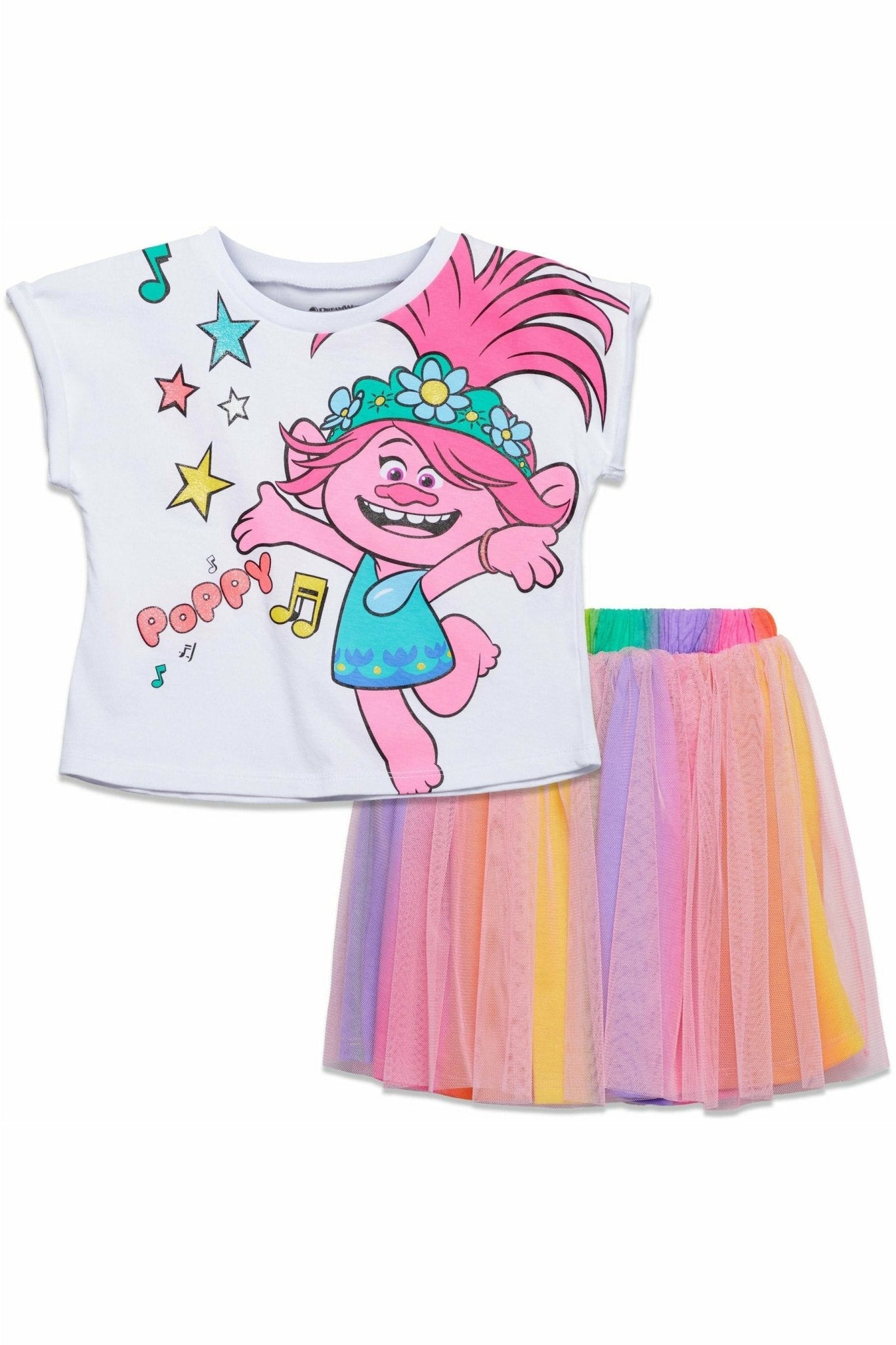 DreamWorks Trolls Poppy Short Sleeve T-Shirt Tutu Skirt Set - imagikids