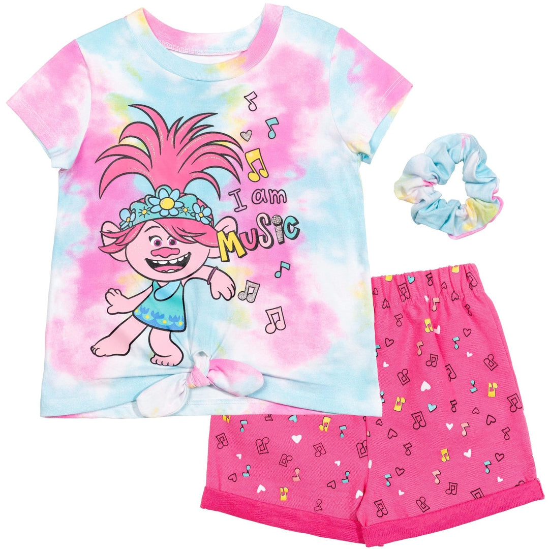 DreamWorks Trolls Poppy T-Shirt Shorts and Scrunchie 3 Piece Outfit Set - imagikids