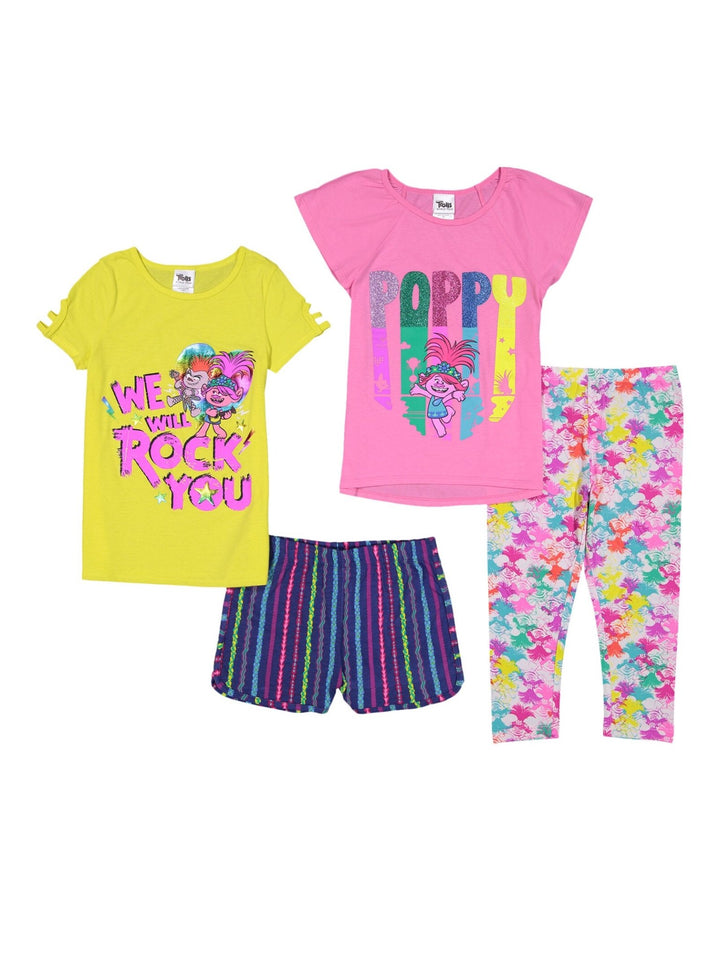 DreamWorks Trolls Poppy T-Shirts Leggings and Shorts 4 Piece Outfit Set - imagikids