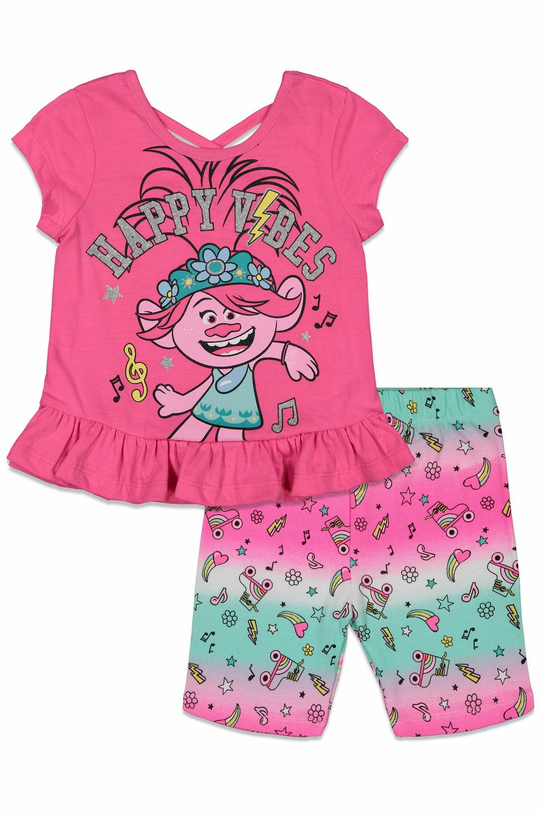 Poppy Ruffle Bike Graphic T-Shirt & Shorts Set