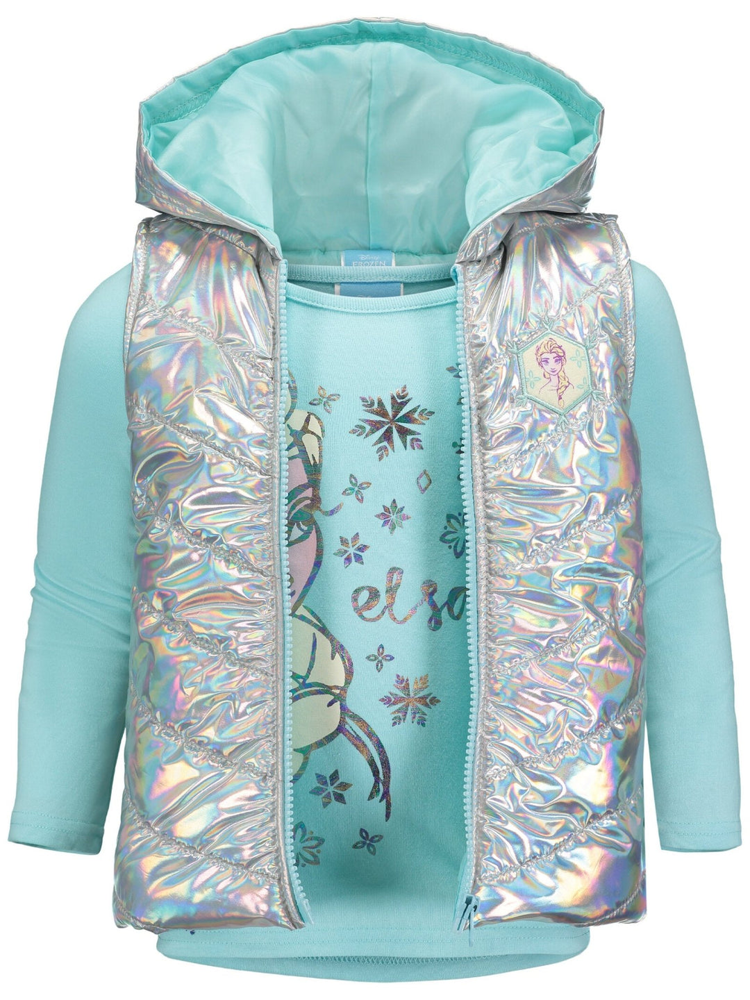 Frozen Zip Up Vest T-Shirt and Leggings 3 Piece Outfit Set - imagikids