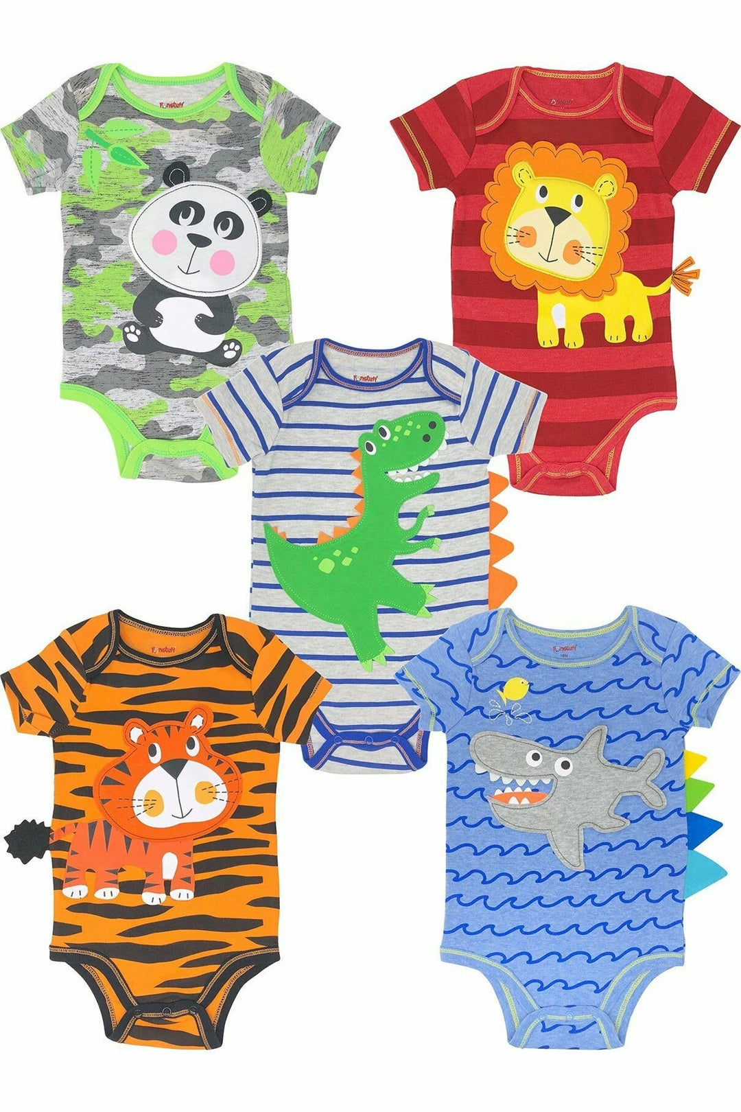 Funstuff 5 Pack Costume Short Sleeve Bodysuit - imagikids