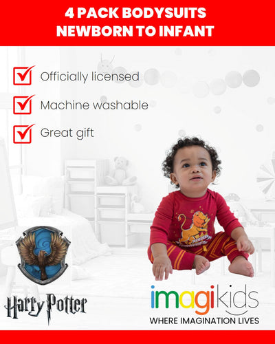 Harry Potter 4 Pack Cuddly Long Sleeve Bodysuits - imagikids