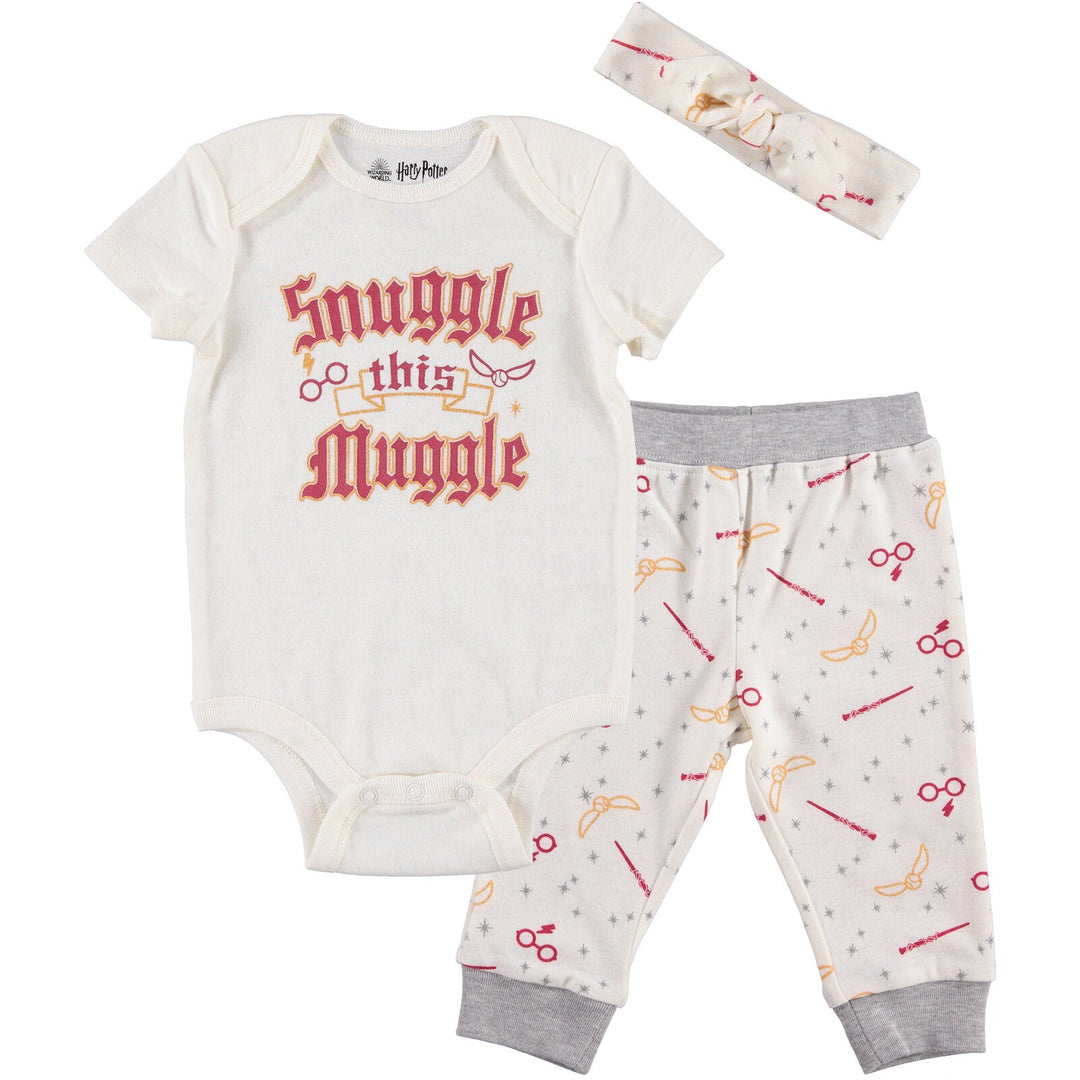 Harry Potter Bodysuit Pants and Headband 3 Piece Outfit Set - imagikids