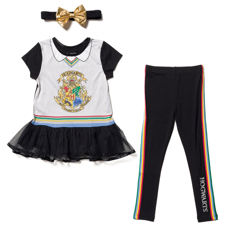 Harry Potter Cosplay T-Shirt Dress Leggings and Headband 3 Piece Outfit Set - imagikids