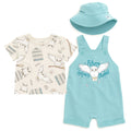 Harry Potter Hedwig French Terry Short Overalls T-Shirt and Hat 3 Piece Outfit Set