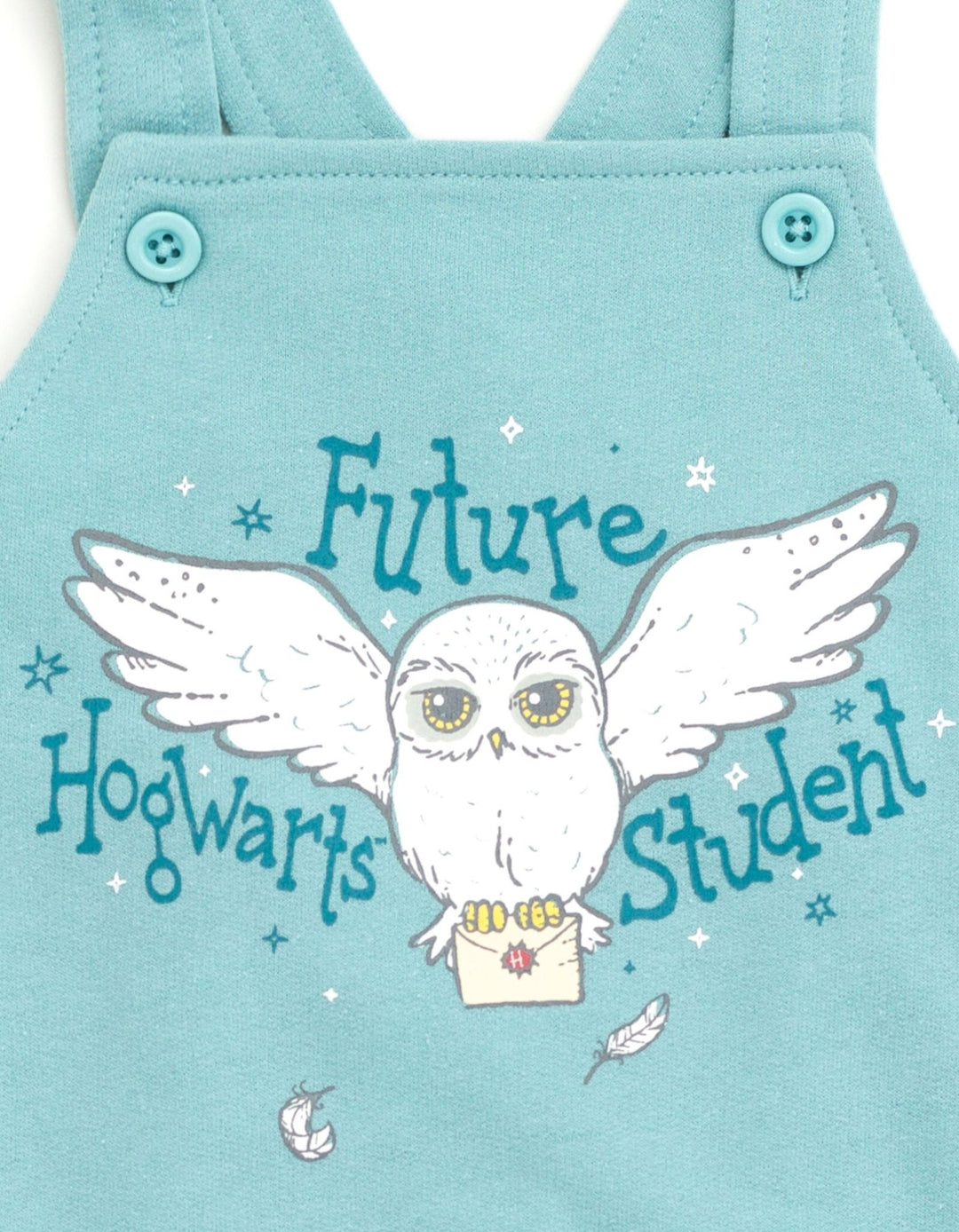 Harry Potter Hedwig French Terry Short Overalls T-Shirt and Hat 3 Piece Outfit Set - imagikids