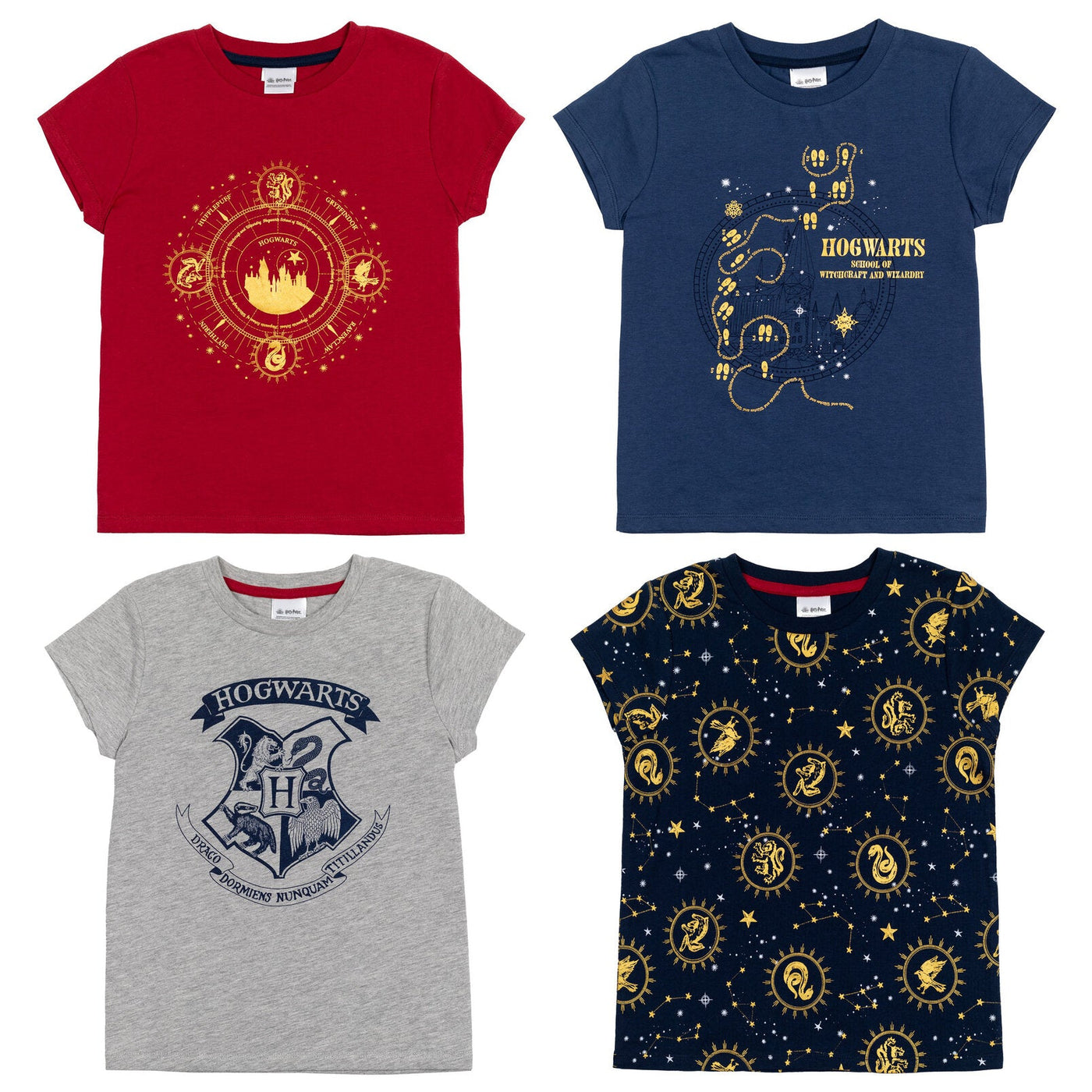 Harry Potter Hogwarts 4 Pack Graphic T-Shirts - imagikids