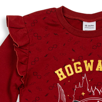 Harry Potter Hogwarts French Terry Ruffle Long Sleeve Sweater Dress - imagikids