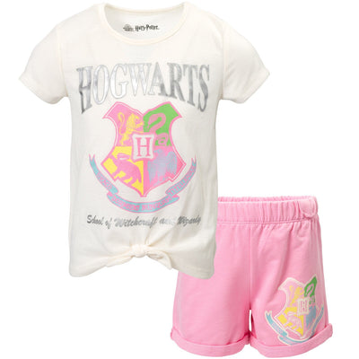 Harry Potter Knotted Graphic T-Shirt French Terry Shorts Set - imagikids