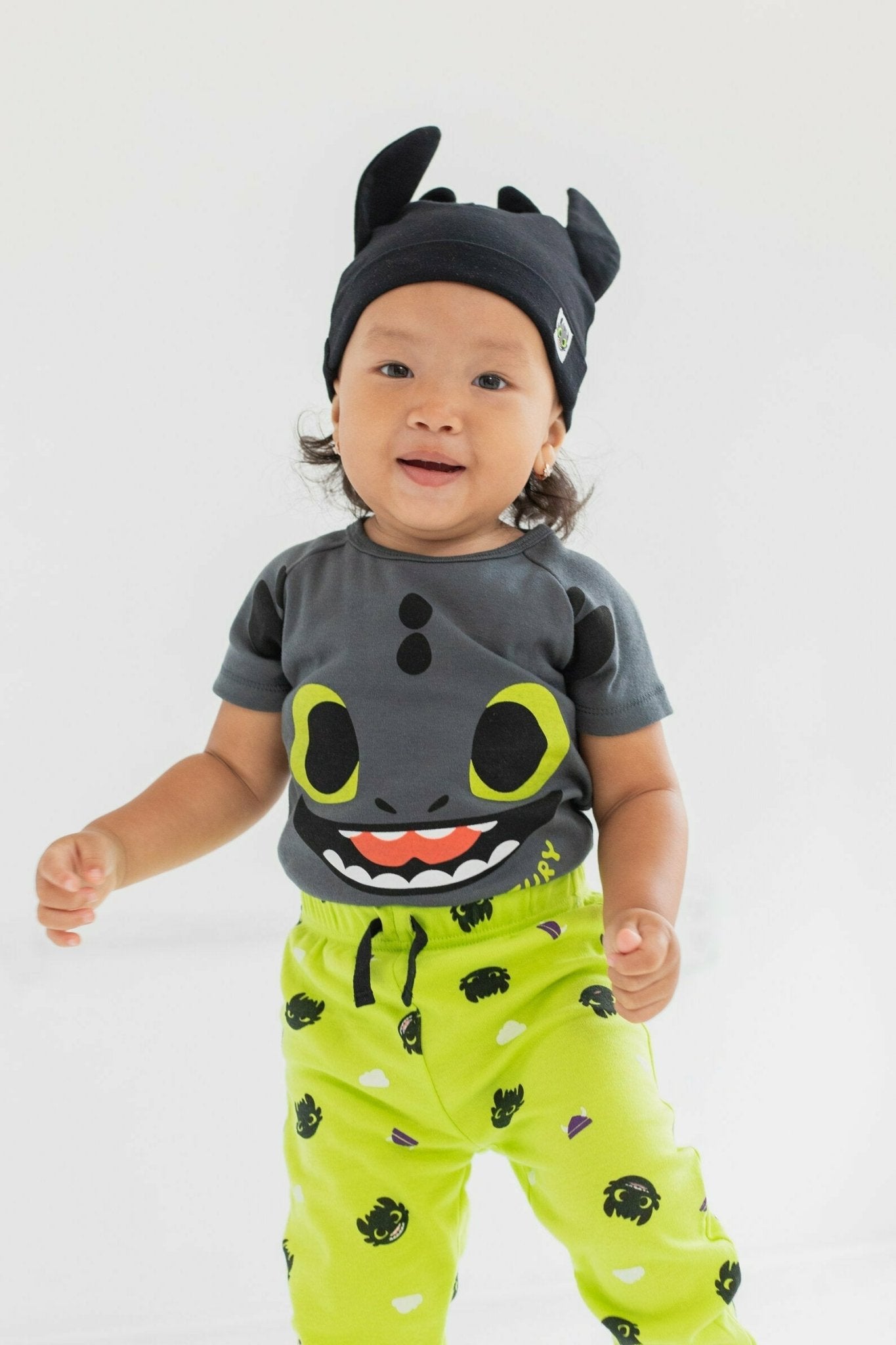 How to Train Your Dragon Toothless 3 Piece Outfit Set: Bodysuit Pants Hat - imagikids