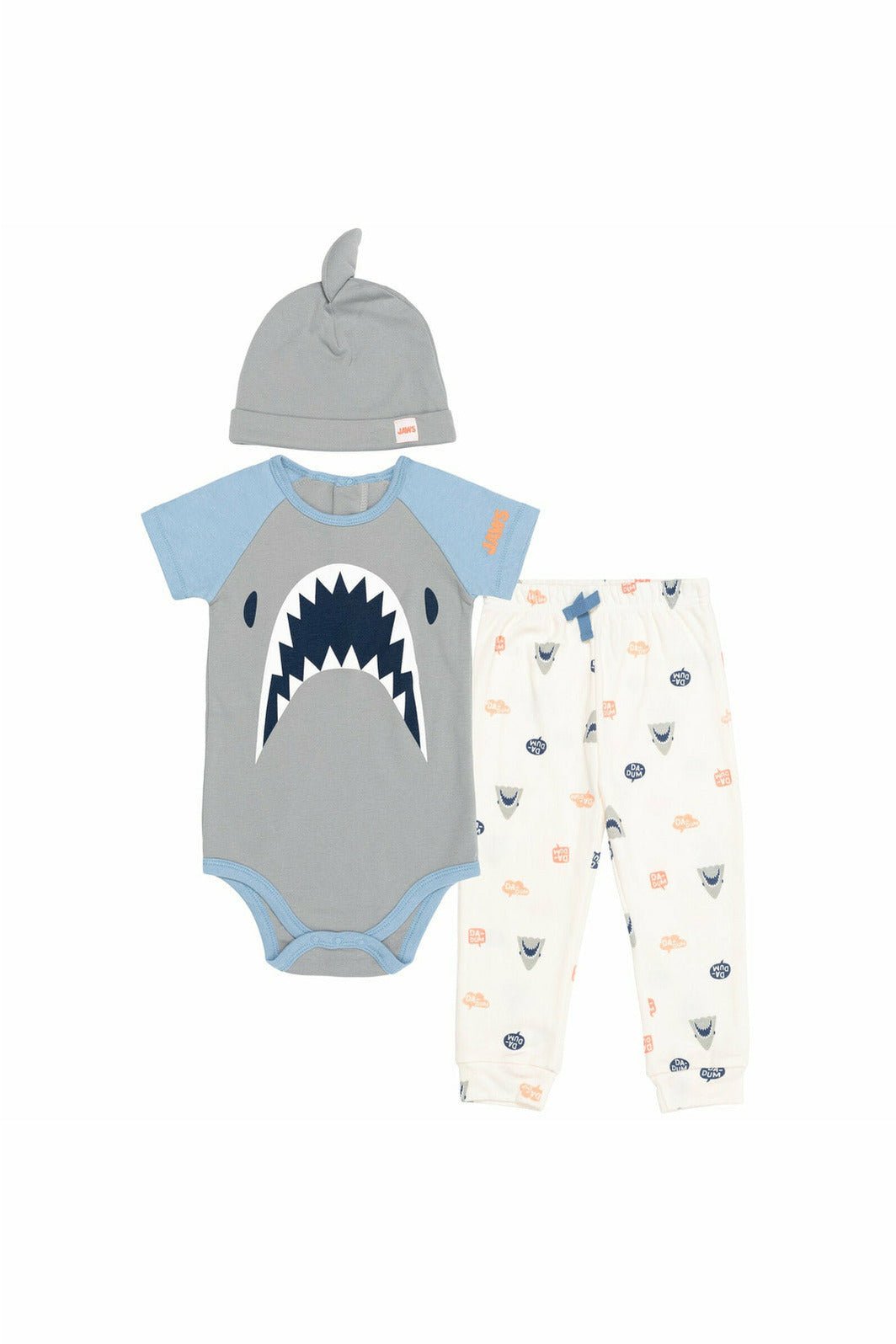 JAWS Shark 3 Piece Outfit Set: Bodysuit Pants Hat - imagikids