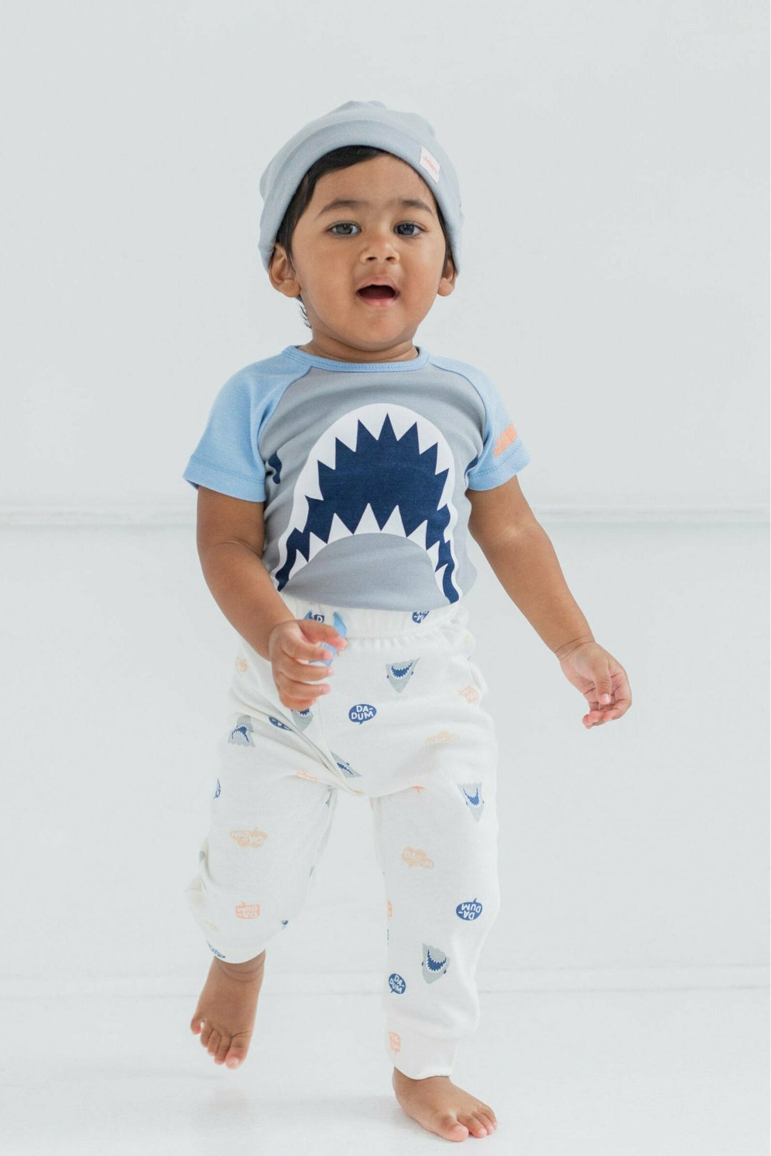 JAWS Shark 3 Piece Outfit Set: Bodysuit Pants Hat - imagikids