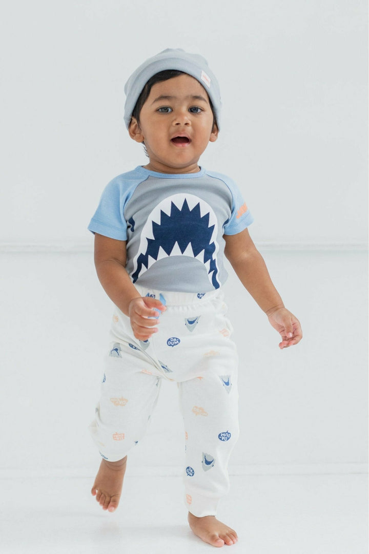 JAWS Shark 3 Piece Outfit Set: Bodysuit Pants Hat - imagikids