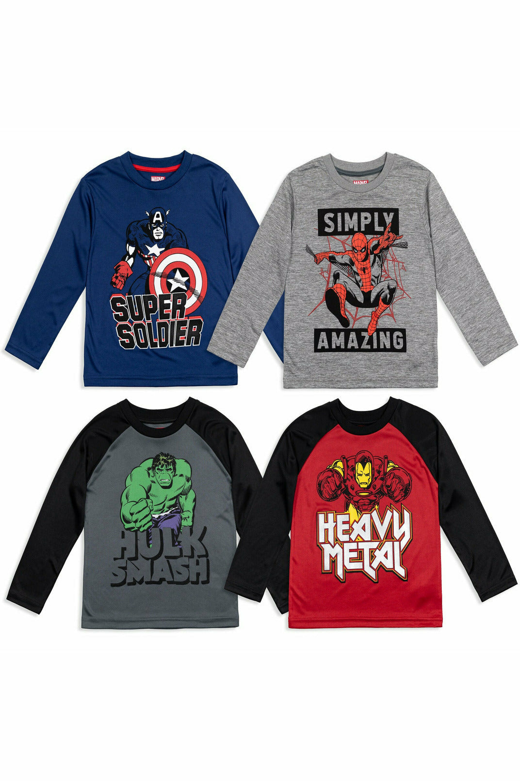 Marvel Avengers Captain America 4 Pack Raglan Long Sleeve Graphic T-Shirt