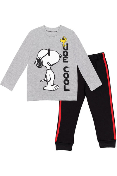 Peanuts Jogger Conjunto de camiseta gráfica de manga larga y pantalones de vellón
