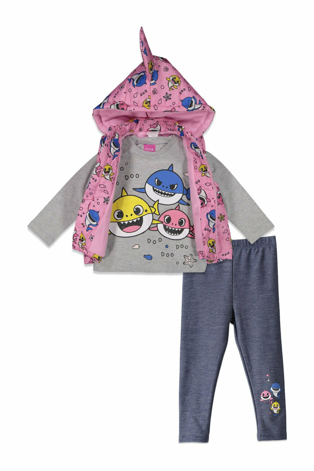 Pinkfong Baby Shark 3 Piece Outfit Set: Vest T-Shirt Pants