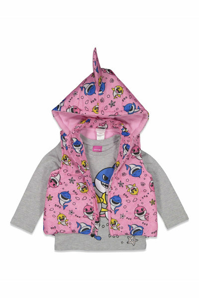 Pinkfong Baby Shark 3 Piece Outfit Set: Vest T-Shirt Pants
