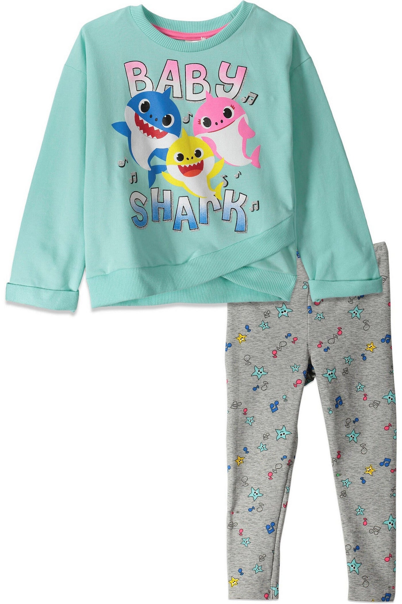 Pinkfong Baby Shark Crossover Conjunto de camiseta gráfica y leggings de manga larga