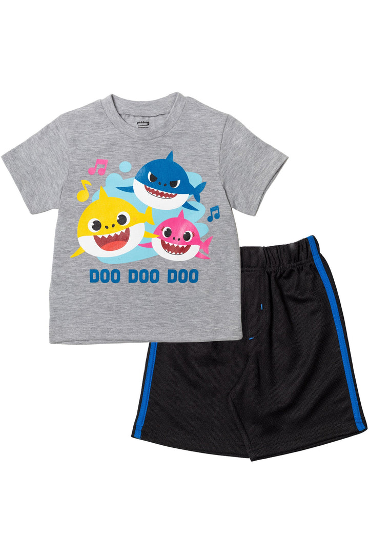 Pinkfong Baby Shark Daddy Shark Mommy Shark T-Shirt and Mesh Shorts Outfit Set Toddler