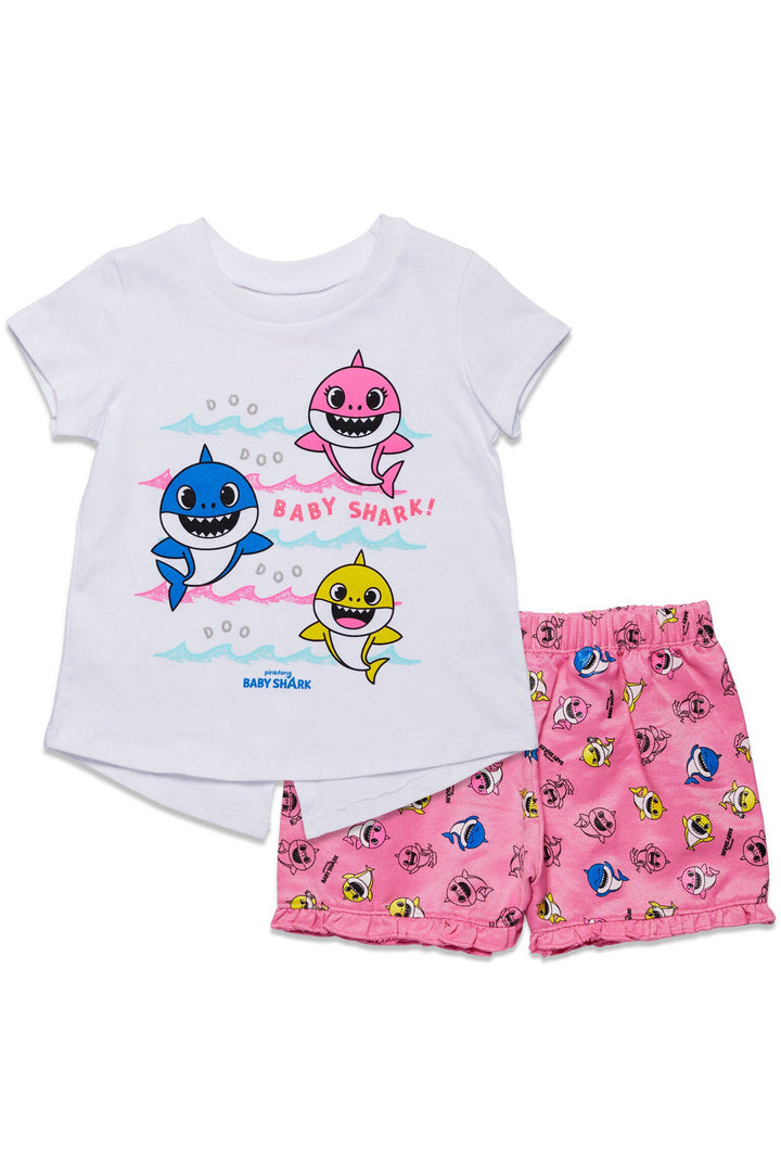 Pinkfong Baby Shark Graphic T-Shirt Bike Shorts and Outfit Set