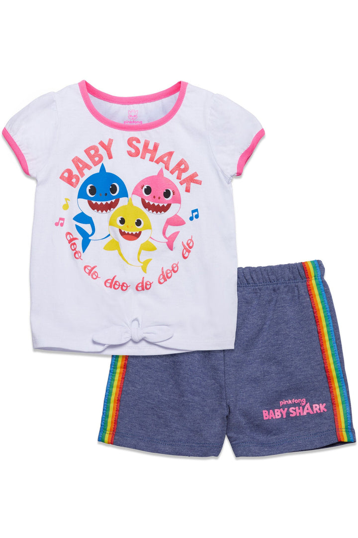 Pinkfong Baby Shark Graphic T-Shirt Bike Shorts and Outfit Set