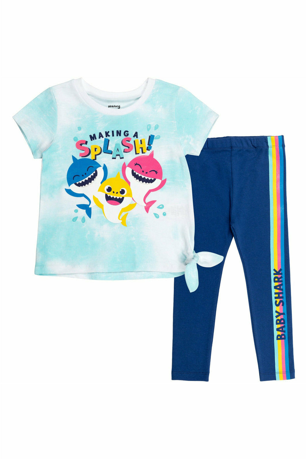Pinkfong Baby Shark Knotted Graphic T-Shirt & Leggings