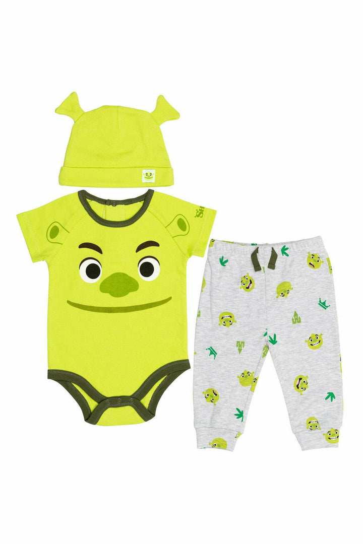 Shrek 3 Piece Outfit Set: Bodysuit Pants Hat